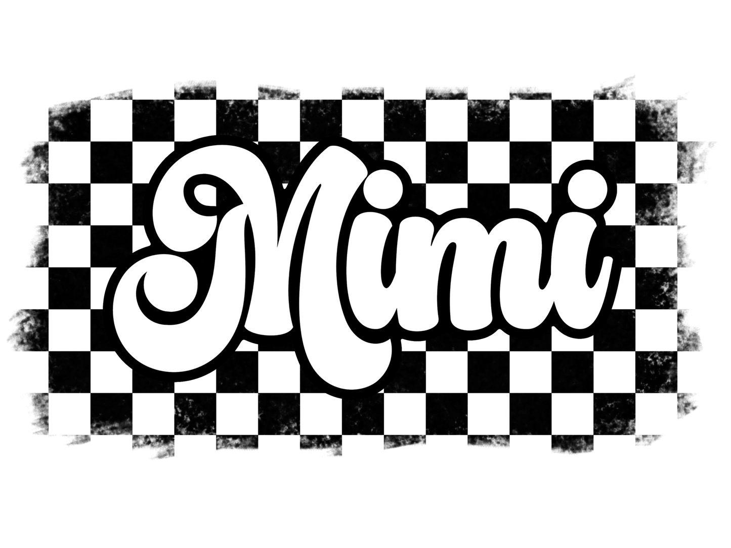 Retro Black & White Checkered Mama, Auntie, Yaya, Mamaw, Gigi, G Ma, Nonnie, Nonna, Nana, Mini, Mimi, Meemaw