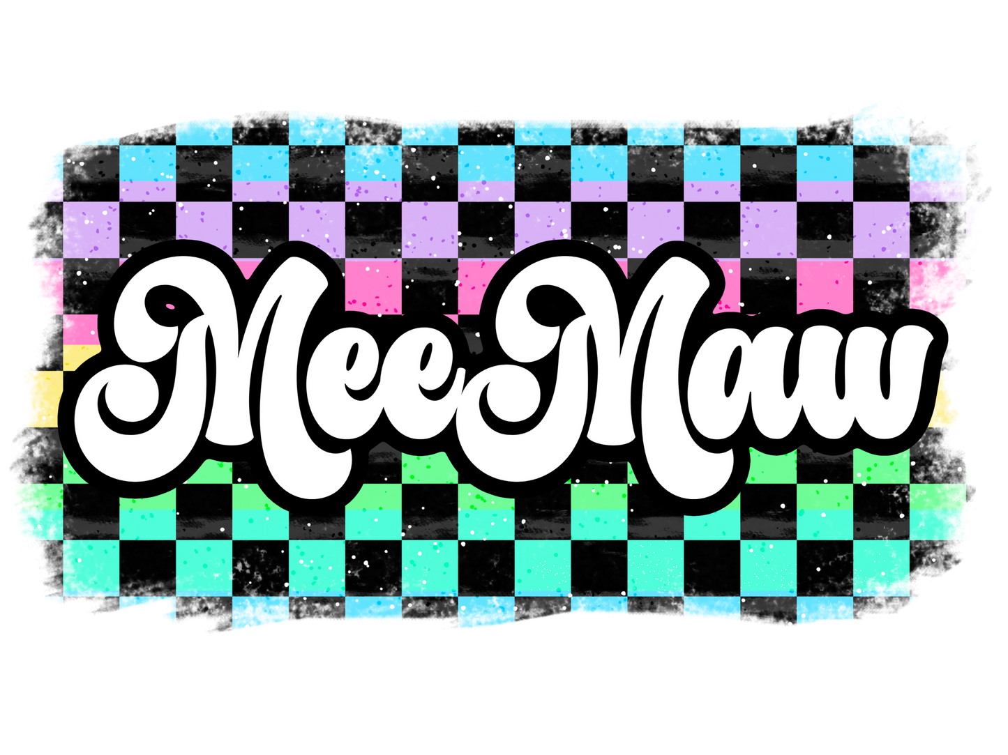 Retro Pastel Checkered - Meemaw, Mini, Nonnie, Abuela, g-Ma, Mama, Gigi, Mamaw, Mimi, Nana, Yaya