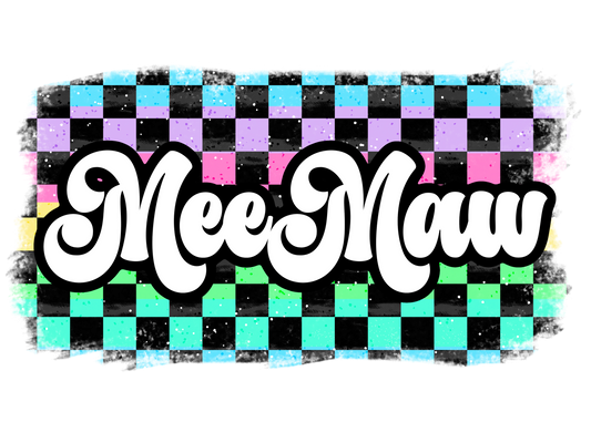 Retro Pastel Checkered - Meemaw, Mini, Nonnie, Abuela, g-Ma, Mama, Gigi, Mamaw, Mimi, Nana, Yaya