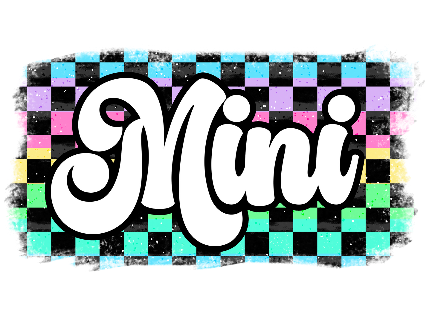 Retro Pastel Checkered - Meemaw, Mini, Nonnie, Abuela, g-Ma, Mama, Gigi, Mamaw, Mimi, Nana, Yaya