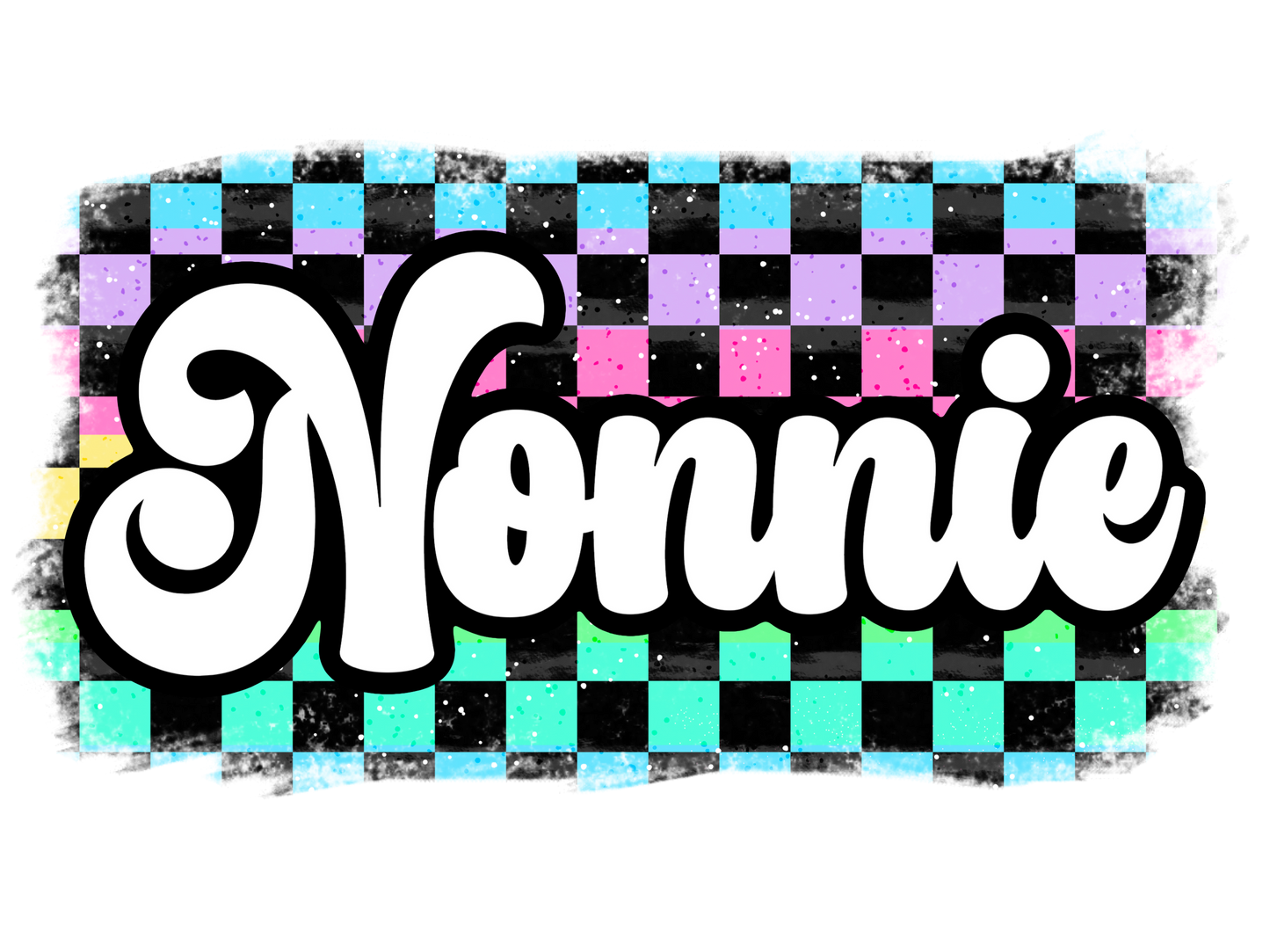 Retro Pastel Checkered - Meemaw, Mini, Nonnie, Abuela, g-Ma, Mama, Gigi, Mamaw, Mimi, Nana, Yaya