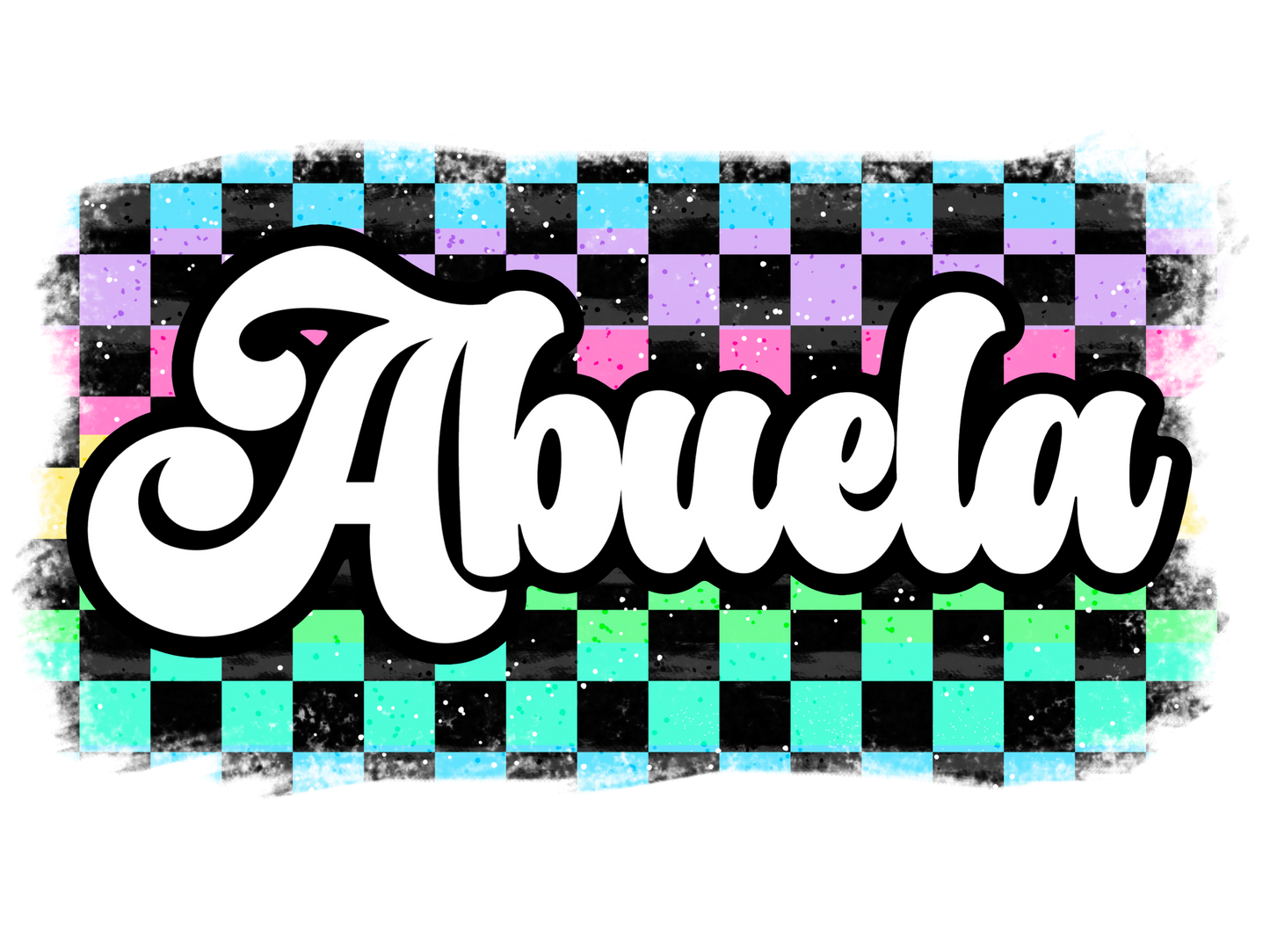 Retro Pastel Checkered - Meemaw, Mini, Nonnie, Abuela, g-Ma, Mama, Gigi, Mamaw, Mimi, Nana, Yaya
