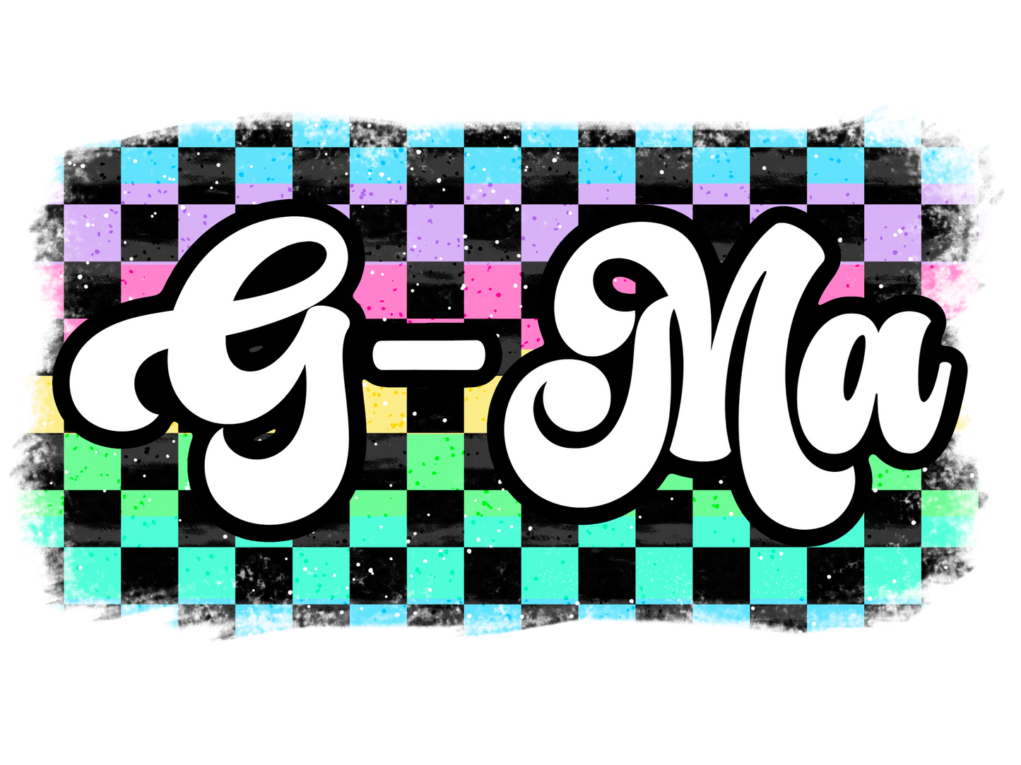 Retro Pastel Checkered - Meemaw, Mini, Nonnie, Abuela, g-Ma, Mama, Gigi, Mamaw, Mimi, Nana, Yaya