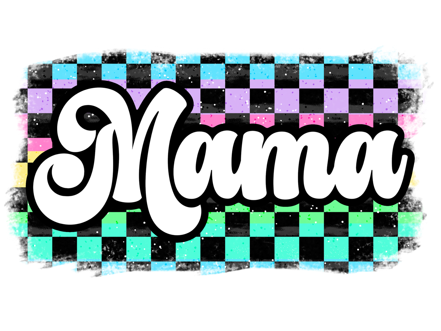 Retro Pastel Checkered - Meemaw, Mini, Nonnie, Abuela, g-Ma, Mama, Gigi, Mamaw, Mimi, Nana, Yaya