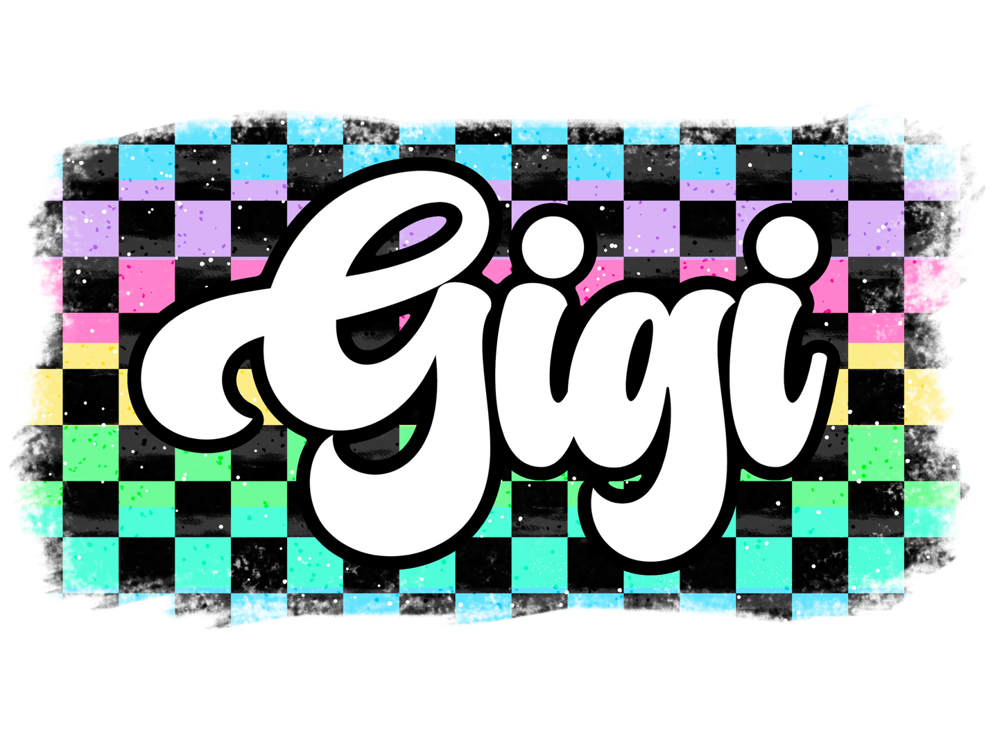 Retro Pastel Checkered - Meemaw, Mini, Nonnie, Abuela, g-Ma, Mama, Gigi, Mamaw, Mimi, Nana, Yaya