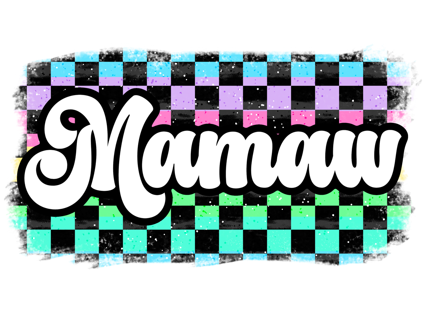 Retro Pastel Checkered - Meemaw, Mini, Nonnie, Abuela, g-Ma, Mama, Gigi, Mamaw, Mimi, Nana, Yaya