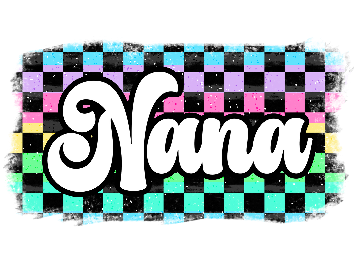 Retro Pastel Checkered - Meemaw, Mini, Nonnie, Abuela, g-Ma, Mama, Gigi, Mamaw, Mimi, Nana, Yaya