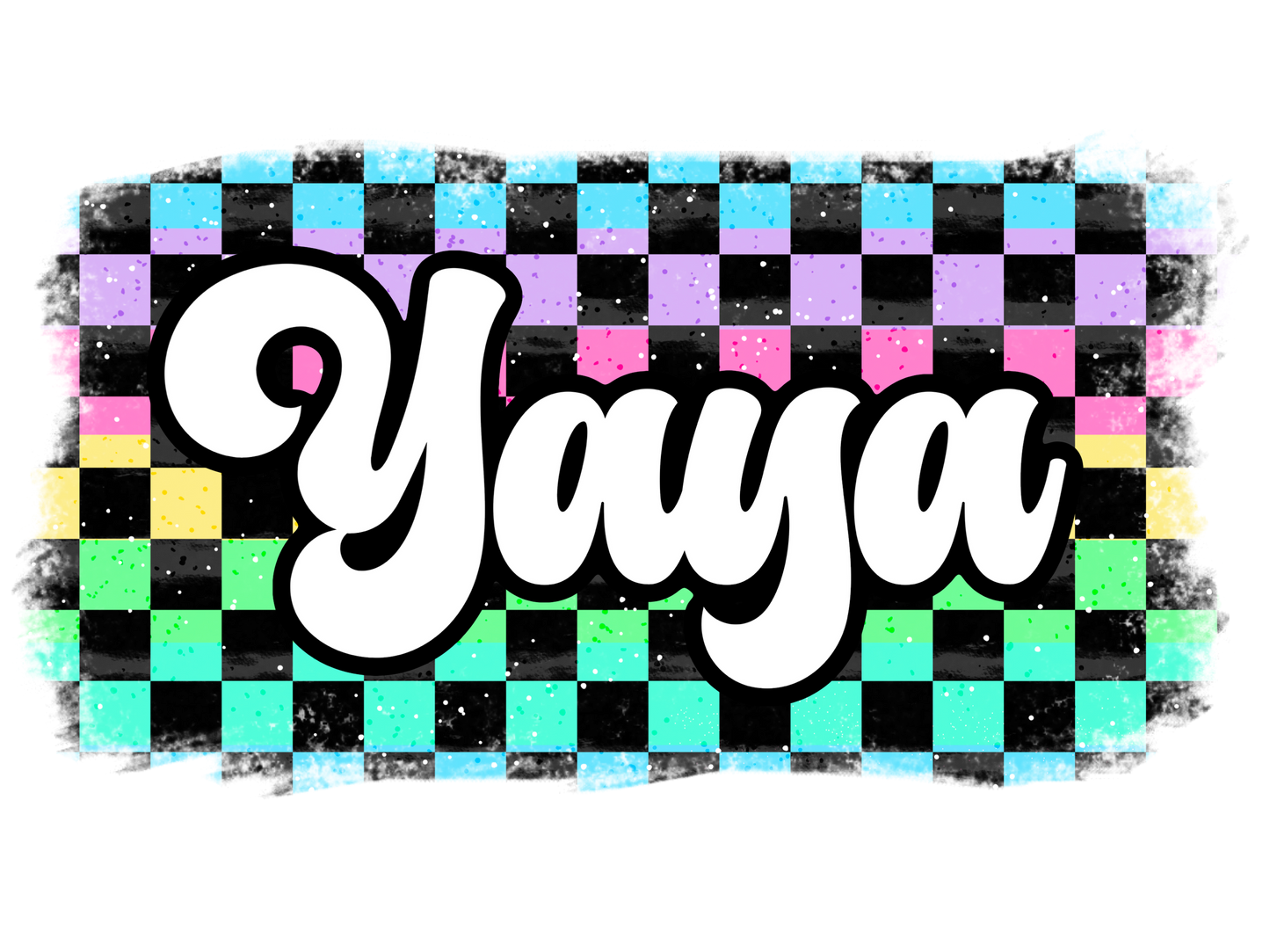 Retro Pastel Checkered - Meemaw, Mini, Nonnie, Abuela, g-Ma, Mama, Gigi, Mamaw, Mimi, Nana, Yaya