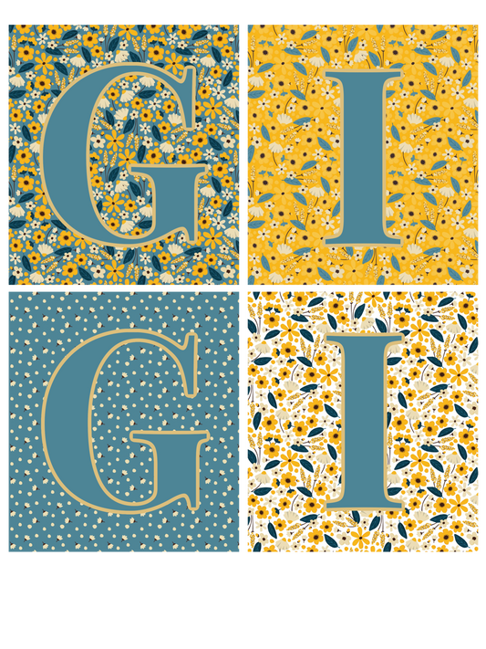 Blue & Yellow Floral - Gigi, Yaya, Mama, Mimi, Nana