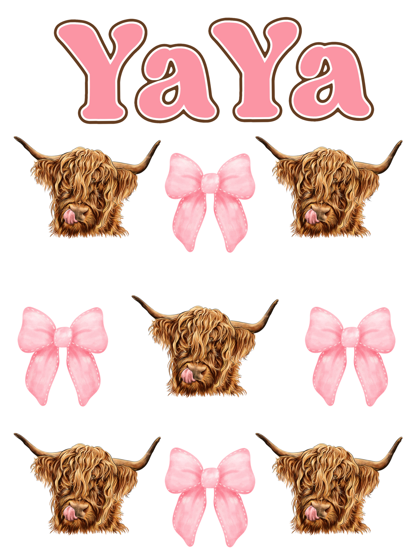 Pink Bows & Highland Cows - Gigi, Grandma, Mama, Mamaw, Yaya, Mimi, Nana