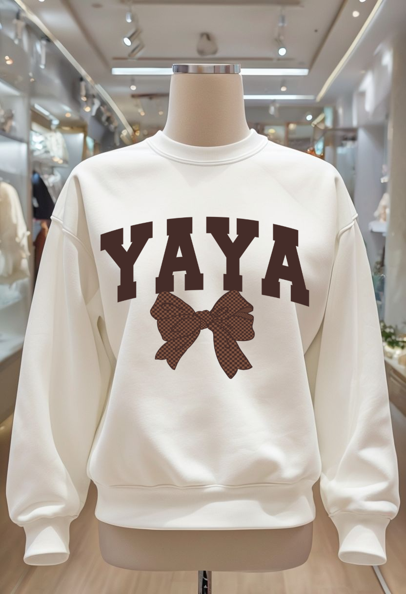 Brown Bow - Auntie, Gigi, KK, Lala, Lolli, Mama, Wifey, Yaya, Grammie, Mamaw, Mimi, Mini, Nana, Sister