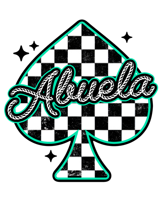 Checkered Spade - Abuela, Auntie, Bonus Mama, Gigi, Grandma, Honey, KK, Lolli, Mama, Mamaw, Mimi, Mini, Nana, Wifey, Yaya