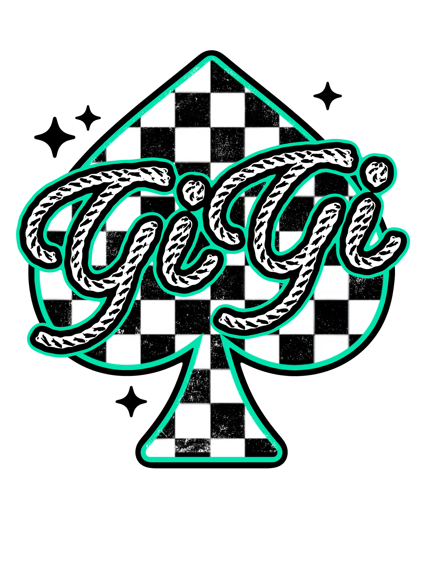 Checkered Spade - Abuela, Auntie, Bonus Mama, Gigi, Grandma, Honey, KK, Lolli, Mama, Mamaw, Mimi, Mini, Nana, Wifey, Yaya