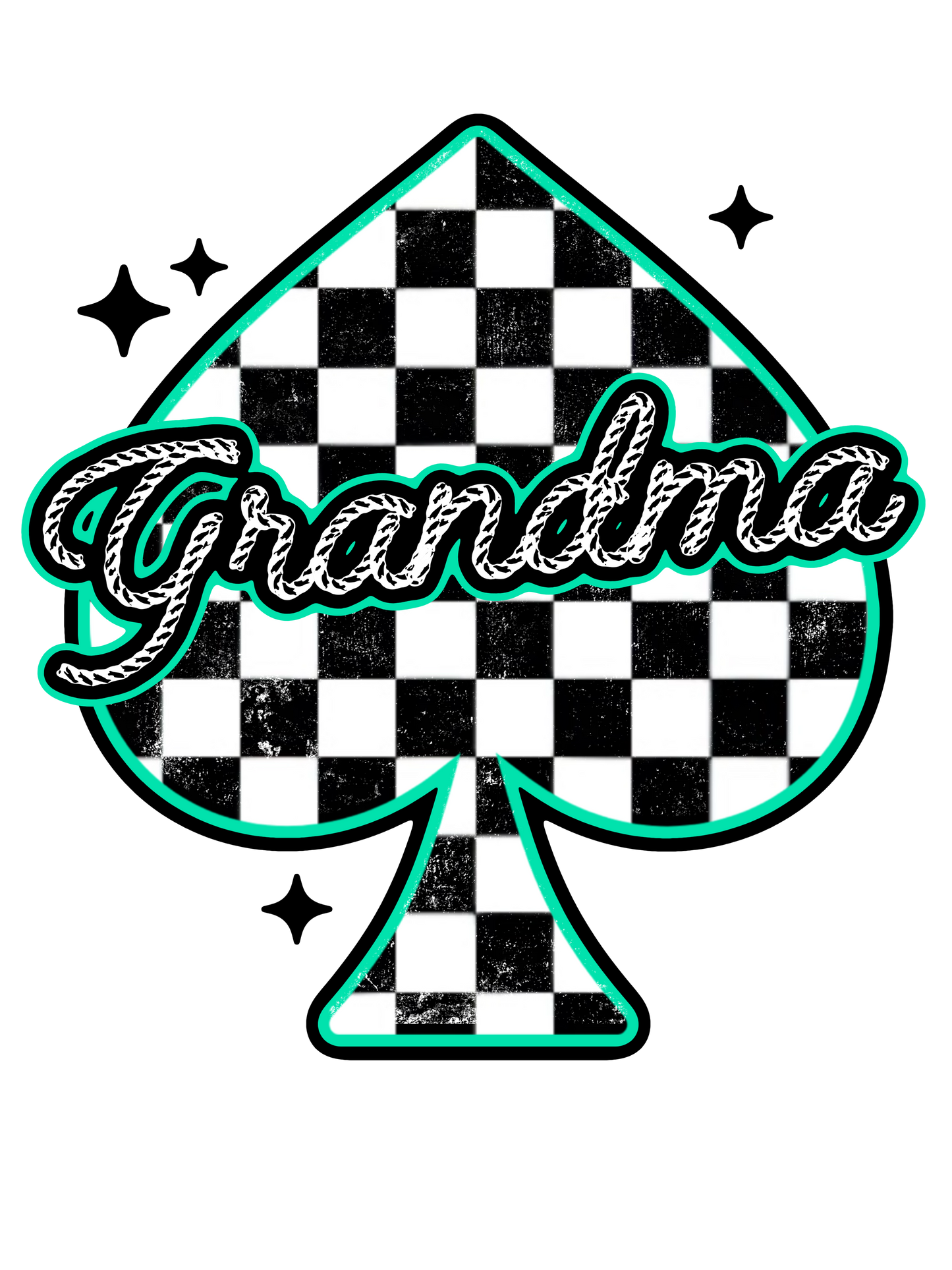 Checkered Spade - Abuela, Auntie, Bonus Mama, Gigi, Grandma, Honey, KK, Lolli, Mama, Mamaw, Mimi, Mini, Nana, Wifey, Yaya