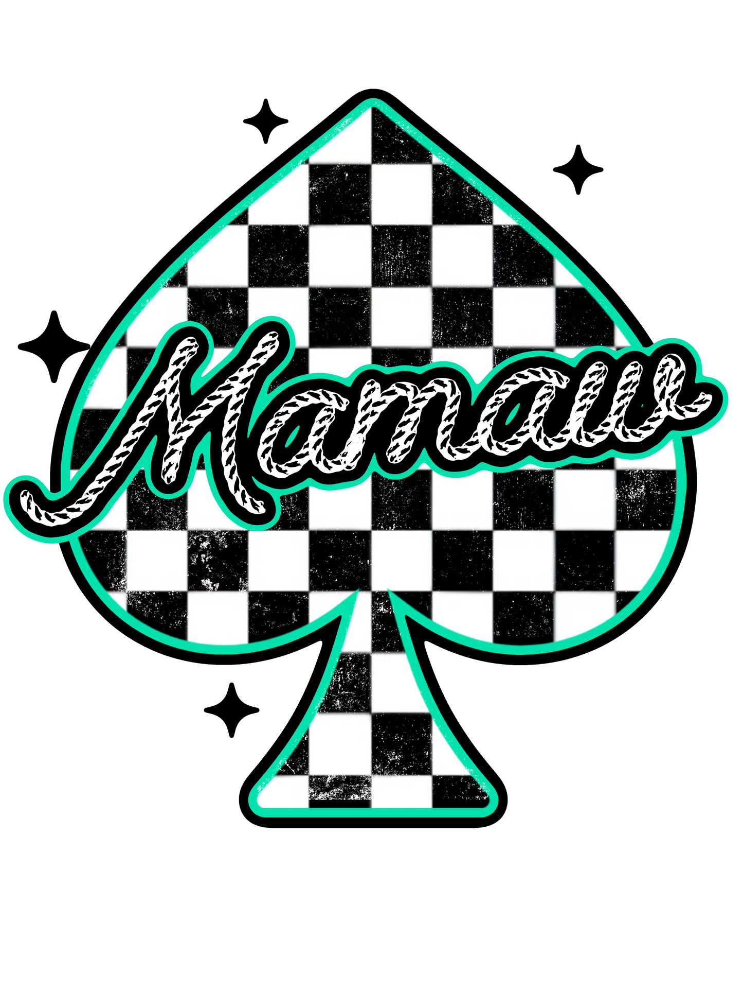 Checkered Spade - Abuela, Auntie, Bonus Mama, Gigi, Grandma, Honey, KK, Lolli, Mama, Mamaw, Mimi, Mini, Nana, Wifey, Yaya