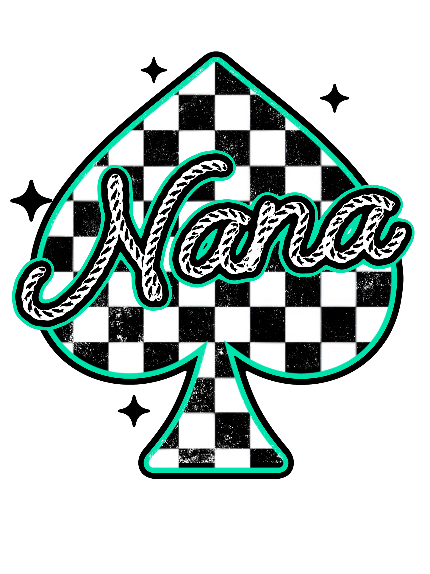 Checkered Spade - Abuela, Auntie, Bonus Mama, Gigi, Grandma, Honey, KK, Lolli, Mama, Mamaw, Mimi, Mini, Nana, Wifey, Yaya