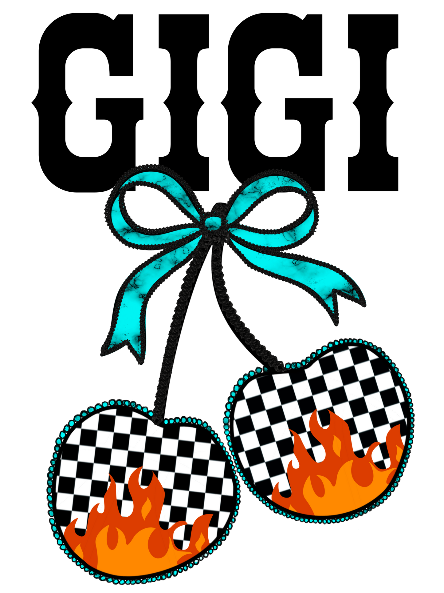 Cherry Flame Bow - Auntie, Bonus Mama, Gigi, Grammie, Grammy, Honey, KK, Lolli, Mama, Mimi, Mini, Nana, Sister, Wifey, Yaya