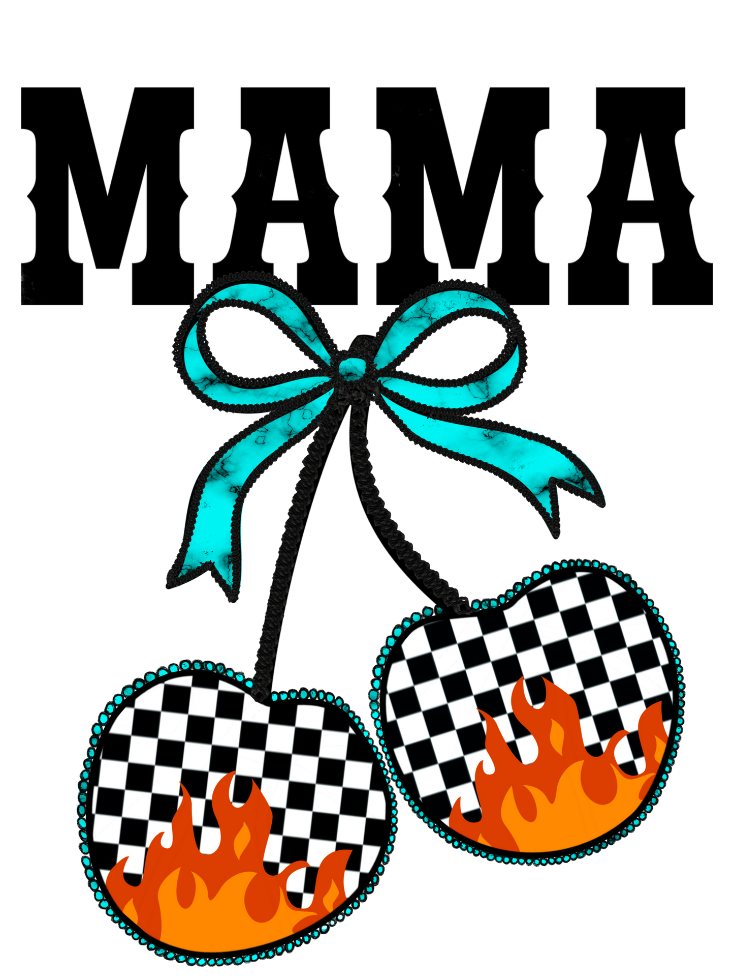 Cherry Flame Bow - Auntie, Bonus Mama, Gigi, Grammie, Grammy, Honey, KK, Lolli, Mama, Mimi, Mini, Nana, Sister, Wifey, Yaya