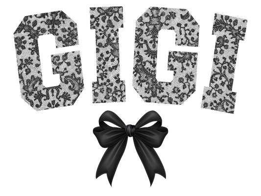 Black Lace Bow - Gigi, Grammy, Grandma, Honey, KK, Mama, Mamaw, Mimi, Mini, Nana, Wifey, Yaya