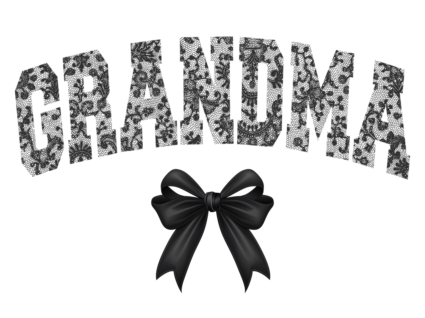 Black Lace Bow - Gigi, Grammy, Grandma, Honey, KK, Mama, Mamaw, Mimi, Mini, Nana, Wifey, Yaya