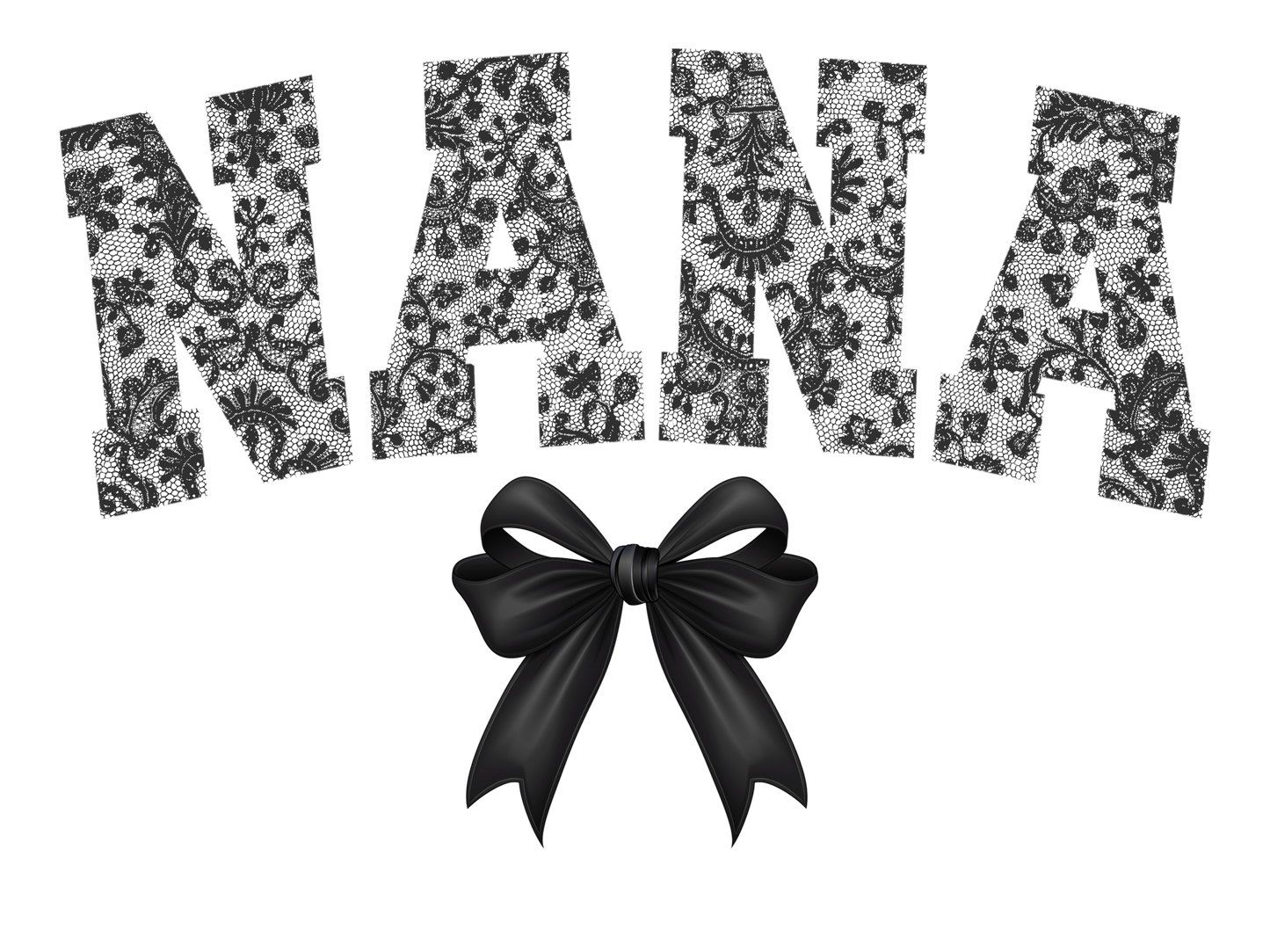 Black Lace Bow - Gigi, Grammy, Grandma, Honey, KK, Mama, Mamaw, Mimi, Mini, Nana, Wifey, Yaya