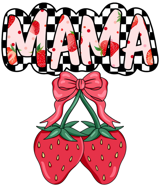 Checkered Strawberry Bow - Mama, Mini, Bonus Mama, Gigi, Mamaw, Mimi, Nana, Wifey