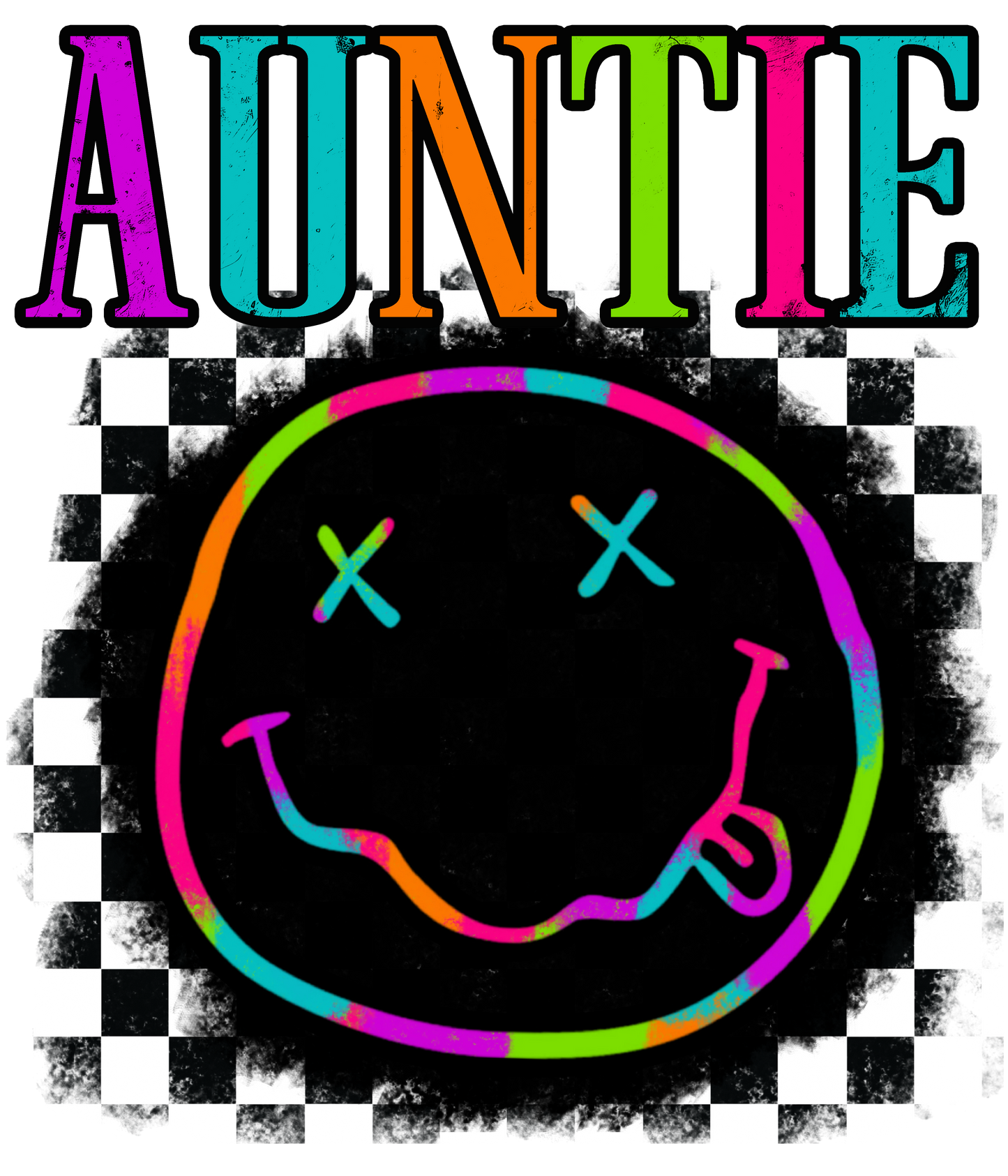 Neon Smiley - Auntie, Bonus Mama, Honey, Mini, Mama, WahWah, Nana, Wifey