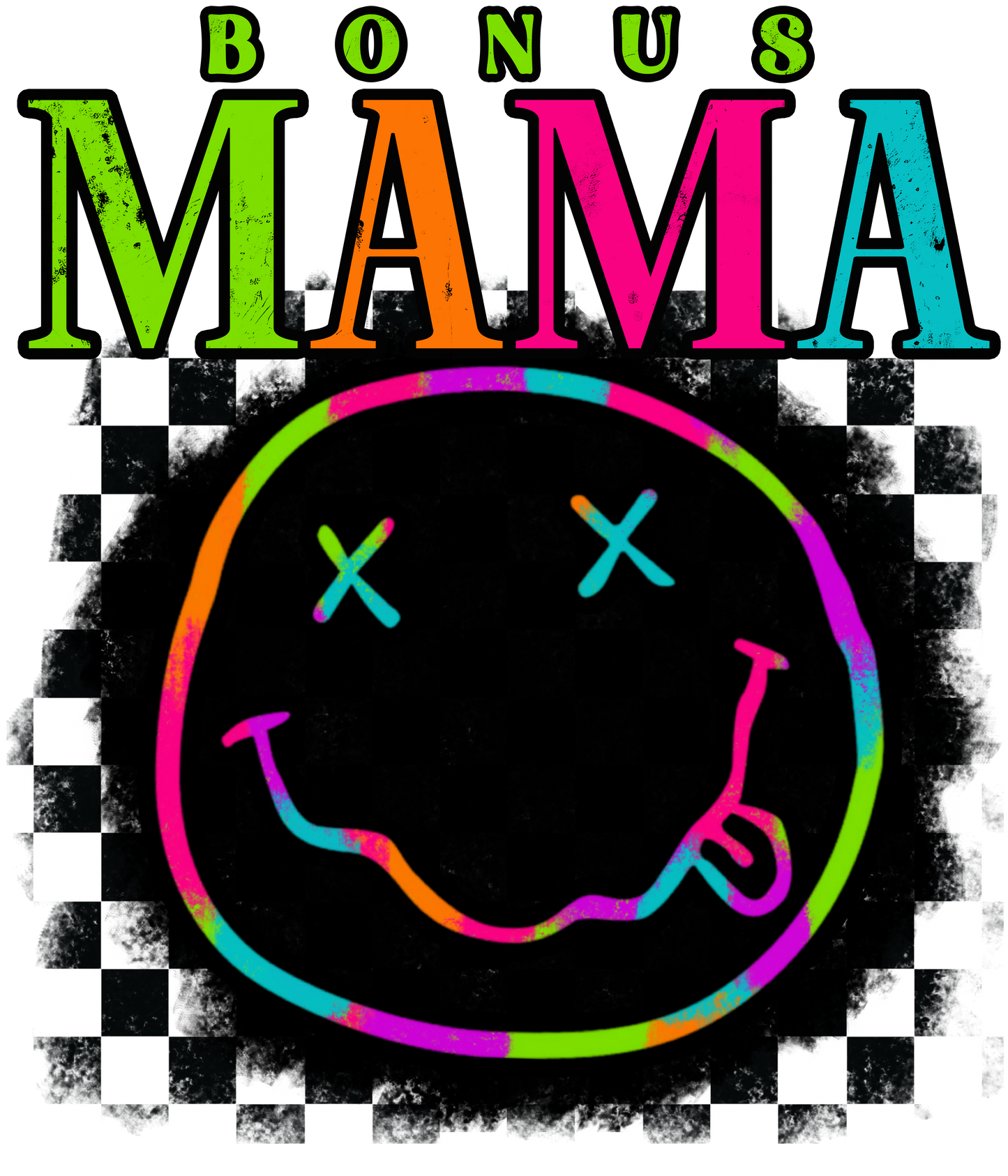 Neon Smiley - Auntie, Bonus Mama, Honey, Mini, Mama, WahWah, Nana, Wifey
