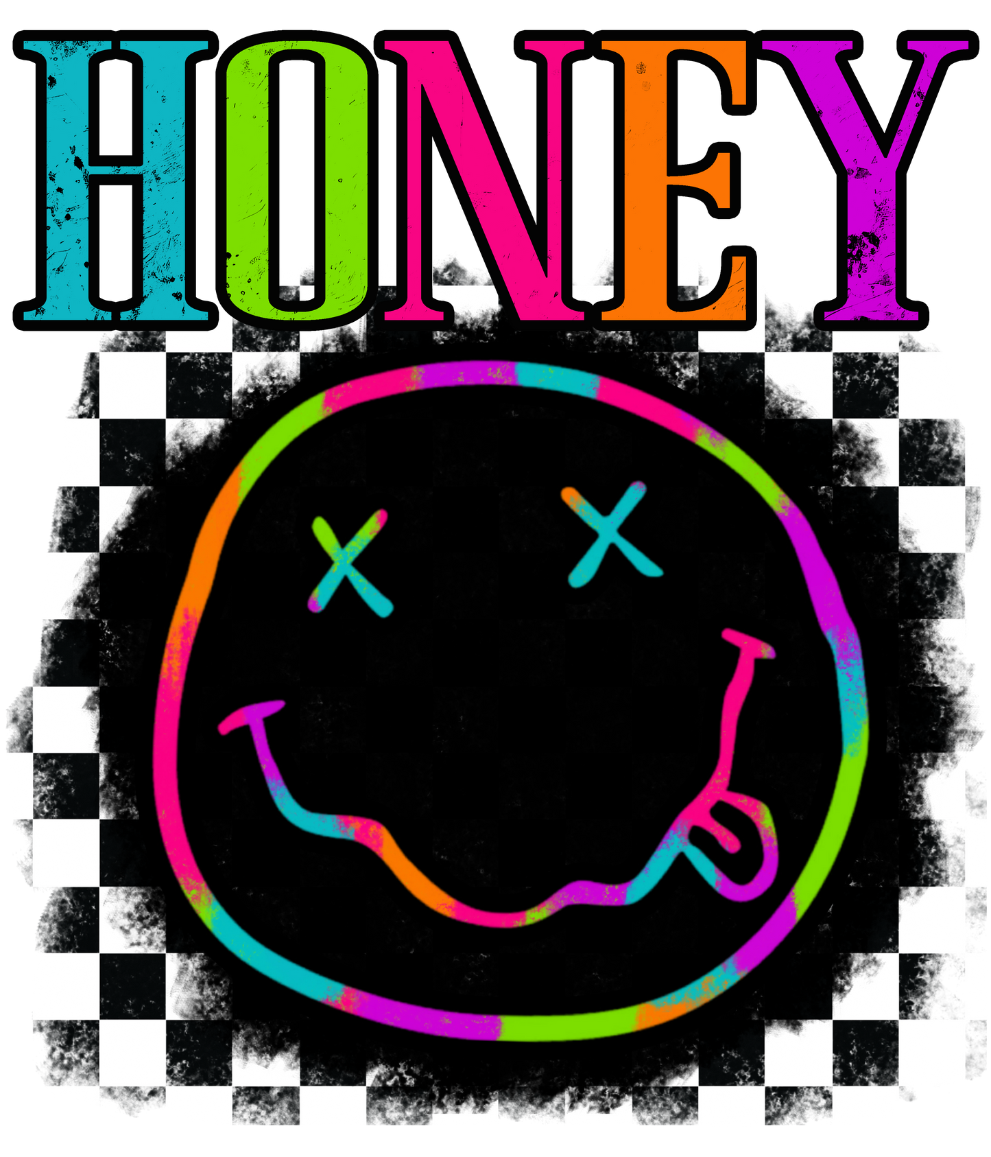Neon Smiley - Auntie, Bonus Mama, Honey, Mini, Mama, WahWah, Nana, Wifey