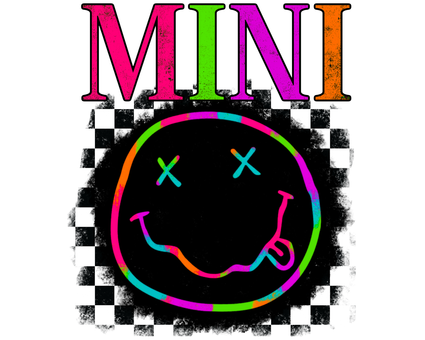 Neon Smiley - Auntie, Bonus Mama, Honey, Mini, Mama, WahWah, Nana, Wifey