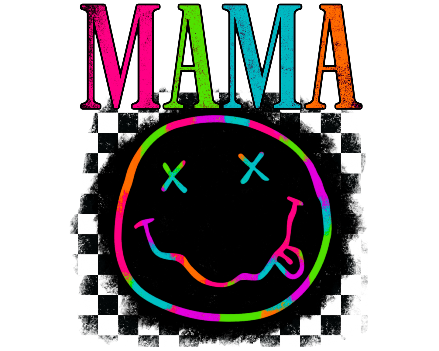 Neon Smiley - Auntie, Bonus Mama, Honey, Mini, Mama, WahWah, Nana, Wifey