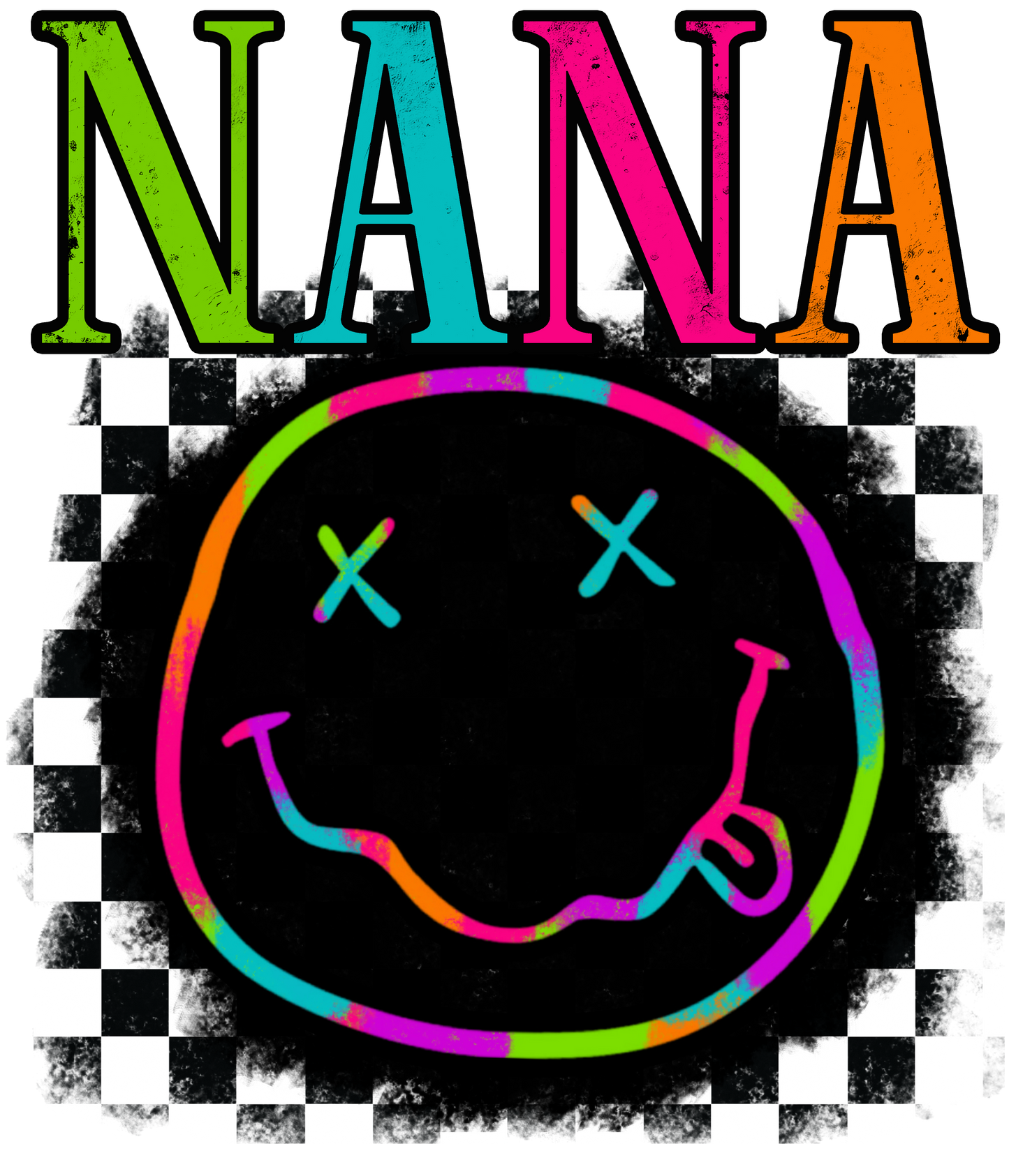Neon Smiley - Auntie, Bonus Mama, Honey, Mini, Mama, WahWah, Nana, Wifey