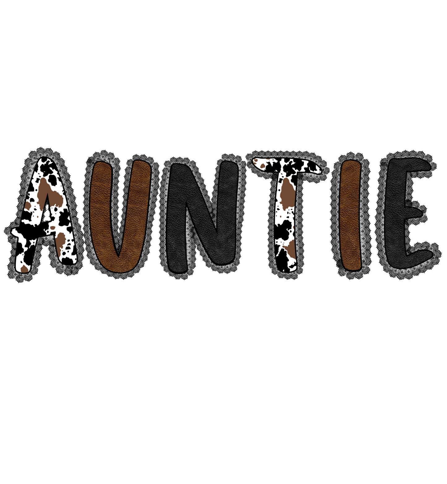 Cow Print - Auntie, Mama, Gigi, Gram, Mamaw, Mimi, Mini, Nana