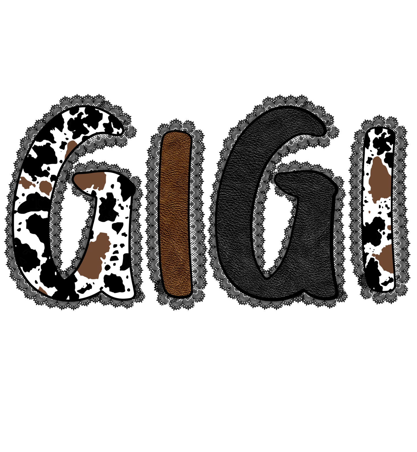 Cow Print - Auntie, Mama, Gigi, Gram, Mamaw, Mimi, Mini, Nana