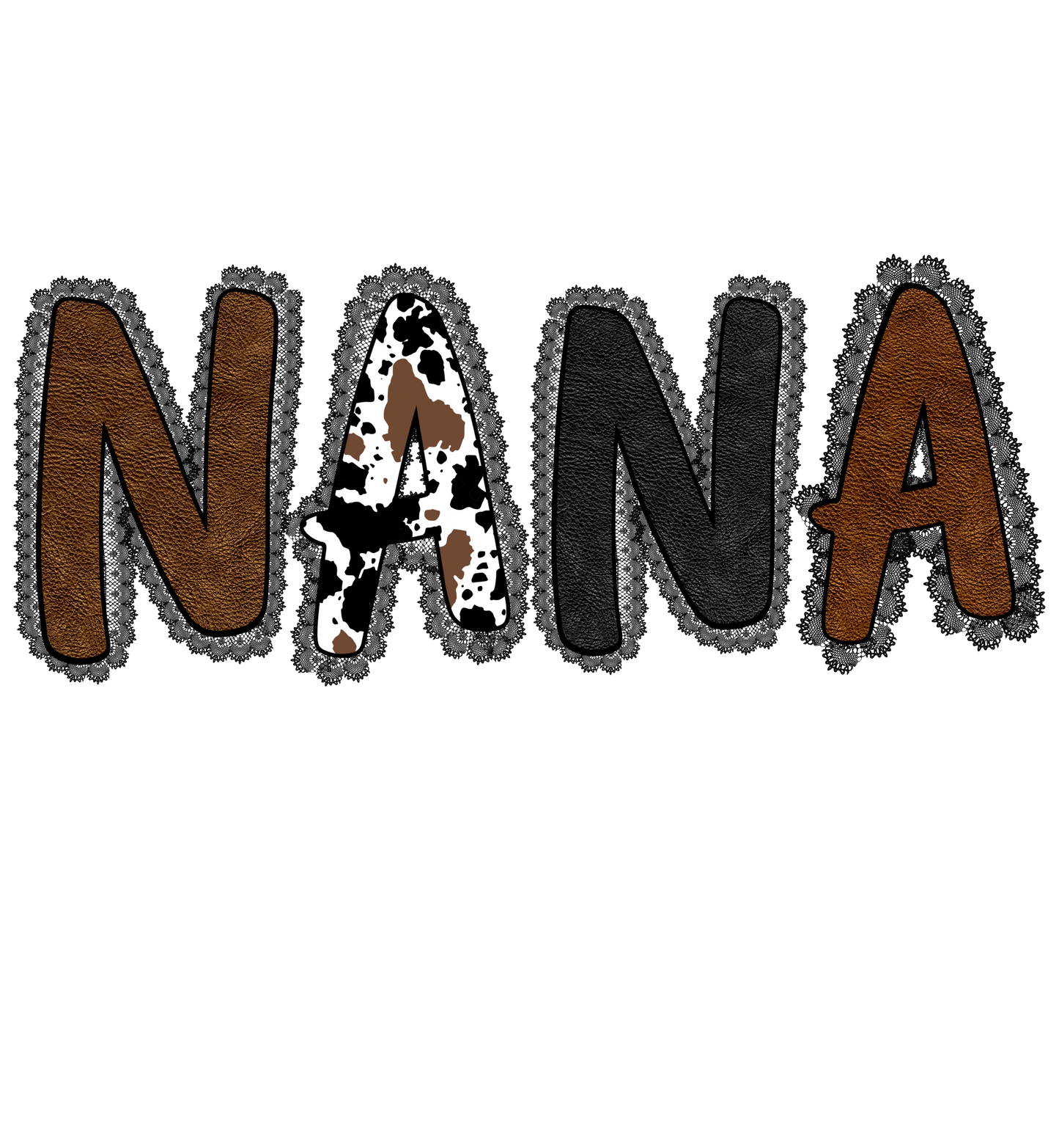 Cow Print - Auntie, Mama, Gigi, Gram, Mamaw, Mimi, Mini, Nana