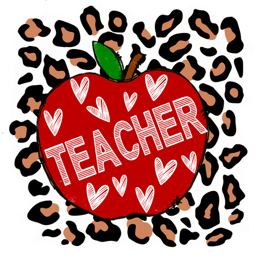 Teacher Leopard Print & Apple