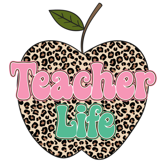 Teacher Life Leopard Print Apple