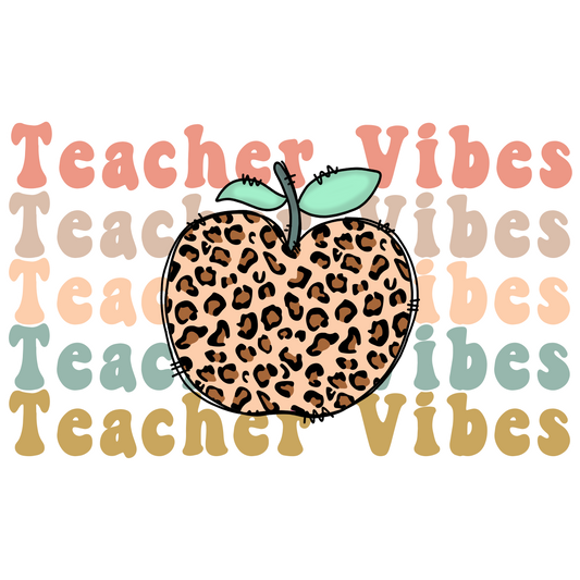 Teacher Vibes Stacked Leopard Print Apple