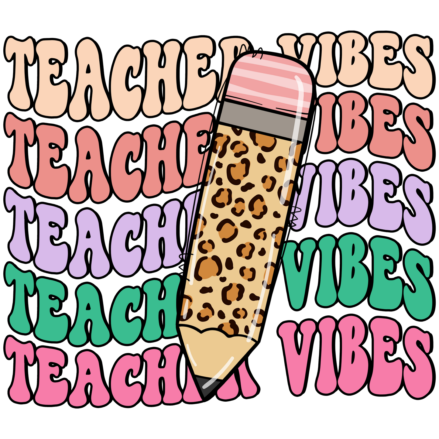 Teacher Stacked Leopard Print Pencil