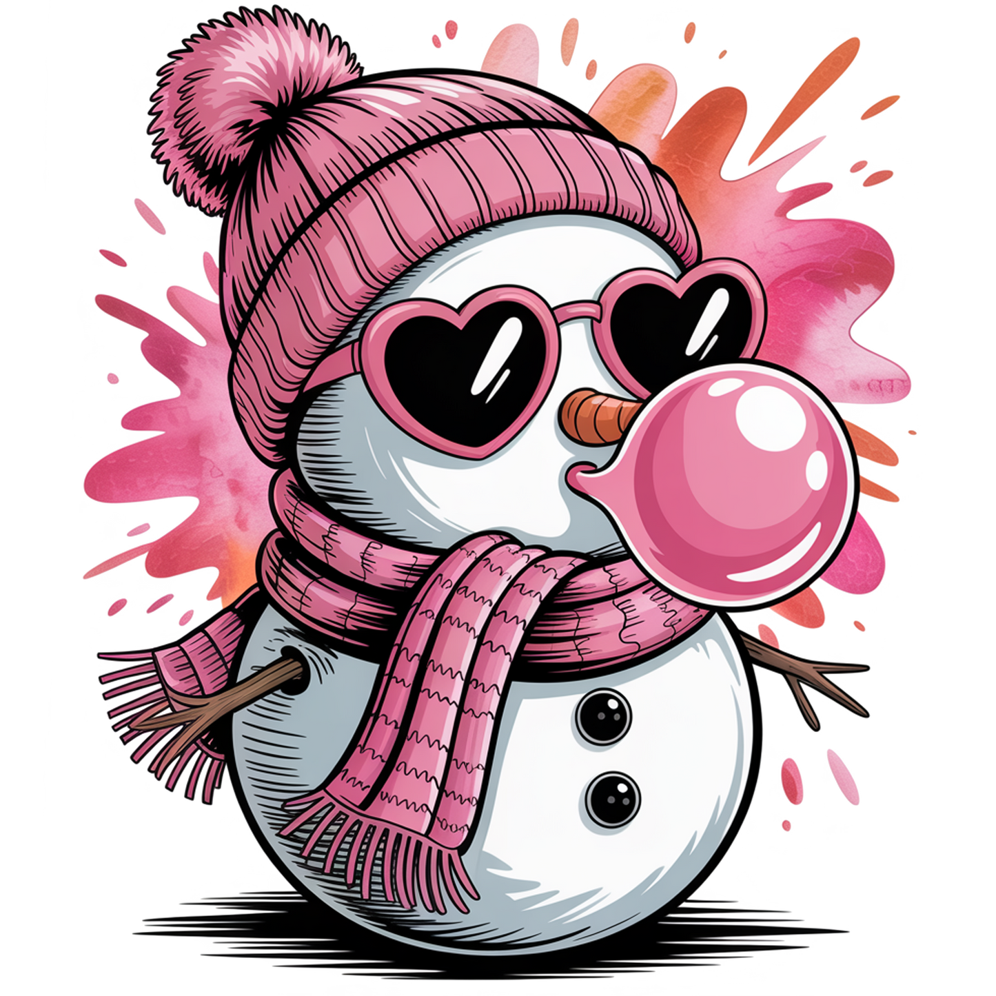 Pink Bubble Gum Snow Girl