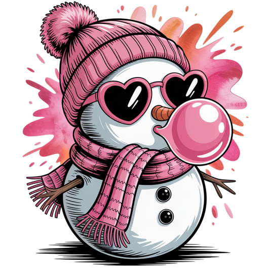 Pink Bubble Gum Snow Girl