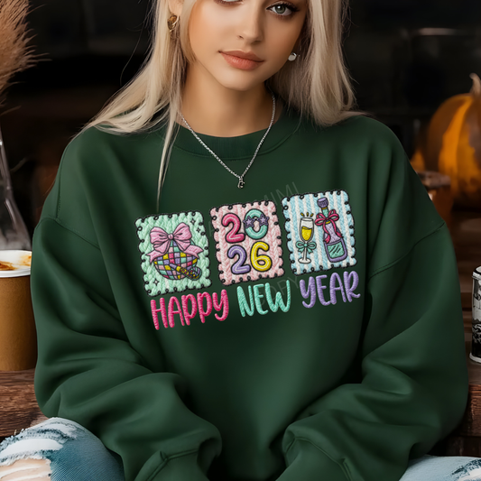 Happy New Year 2026 Stamp Style