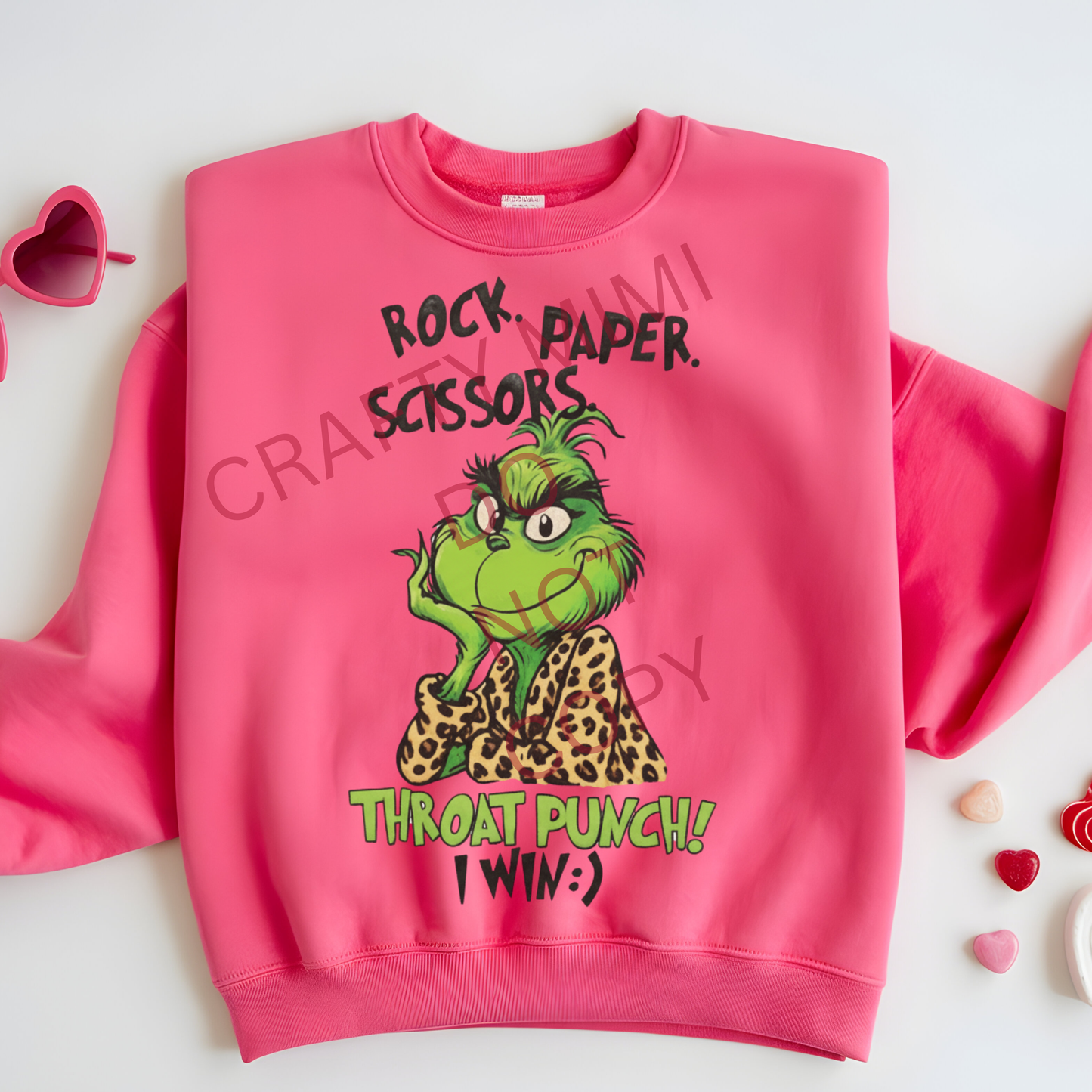 Grinch Rock Paper Scissors Throat Punch, I Win