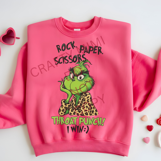 Grinch Rock Paper Scissors Throat Punch, I Win