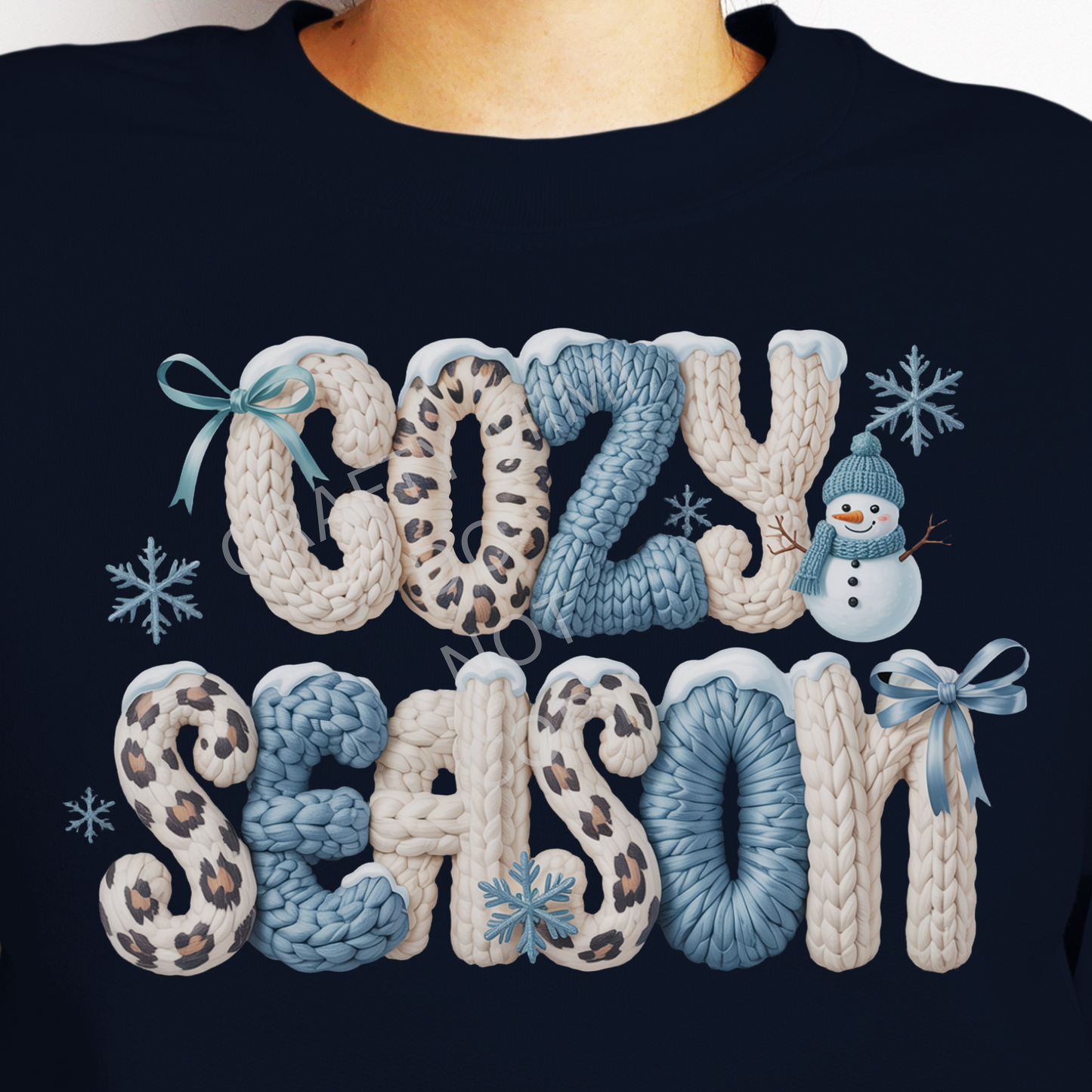 Cozy Season Faux Yarn Blue, White, Cheetah