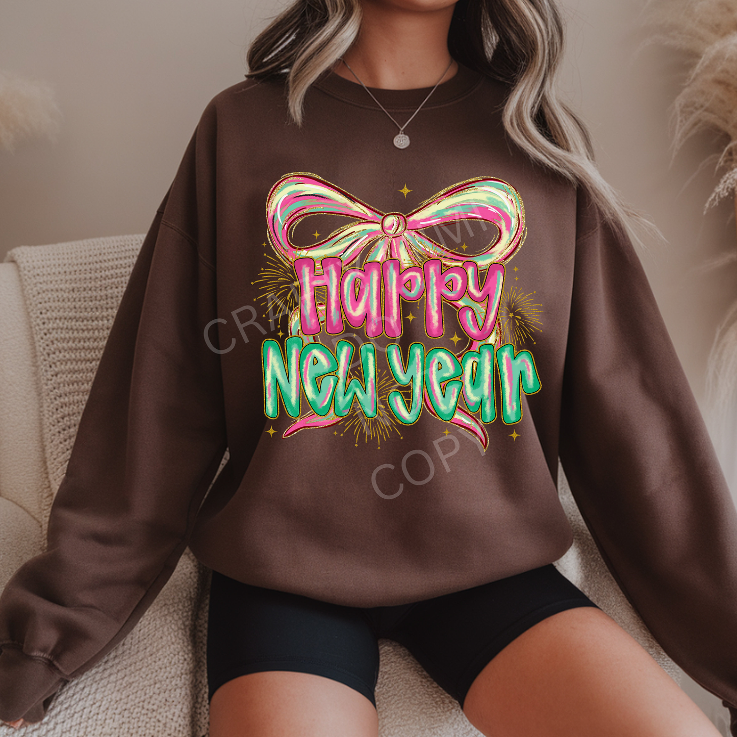 Happy New Year Bow DTF Transfer