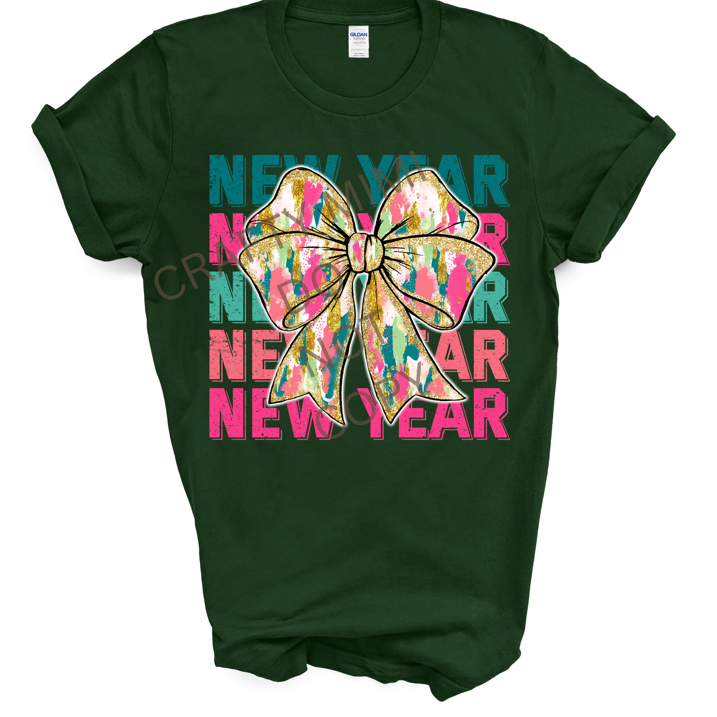 Happy New Year Stacked With Bow