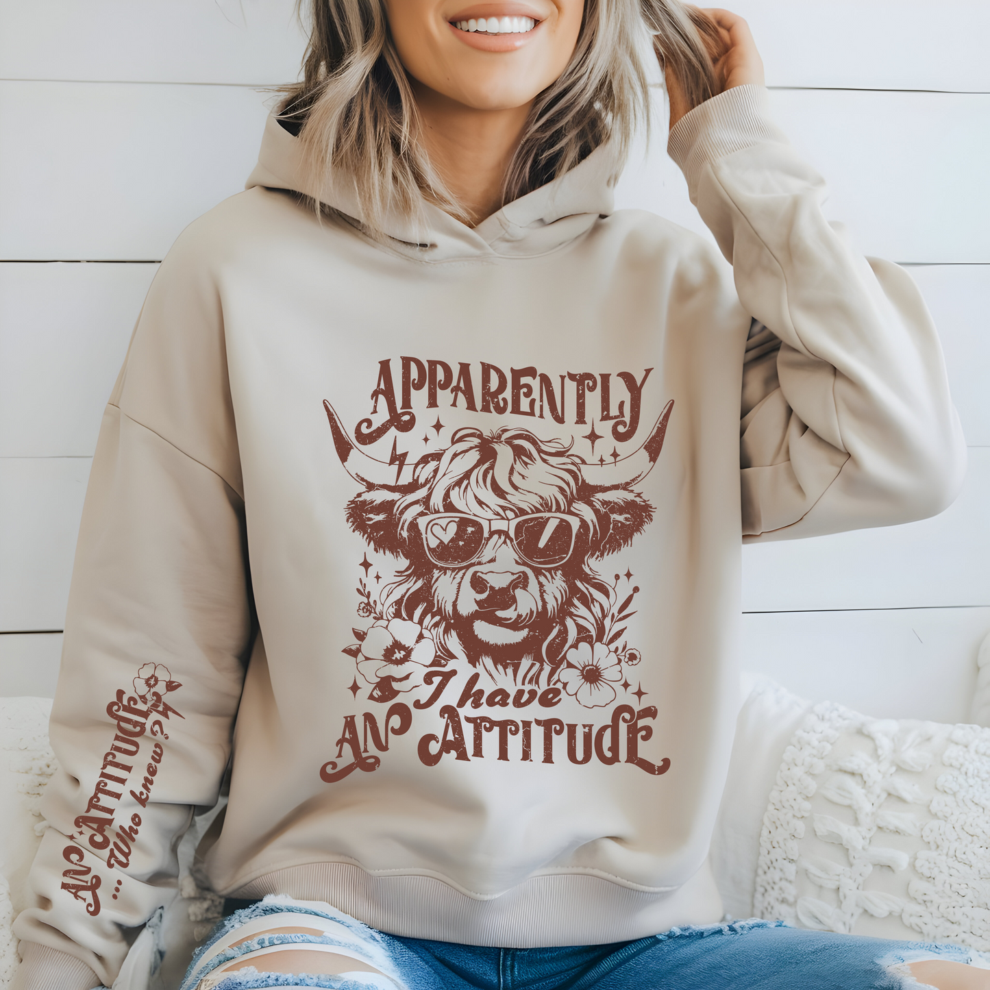 Apparently I Have an Attitude Cow DTF Transfer | Funny Highland Cow Shirt Design | Western Boutique Heat Press Transfer