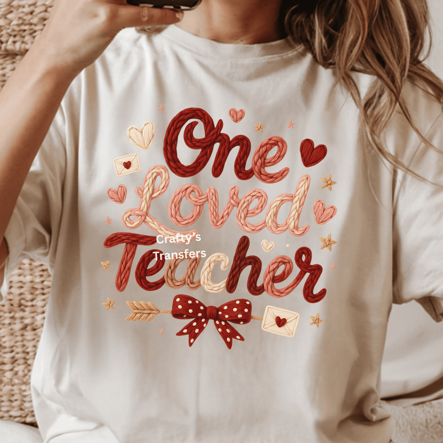 Faux Yarn One Loved Teacher Valentines Day