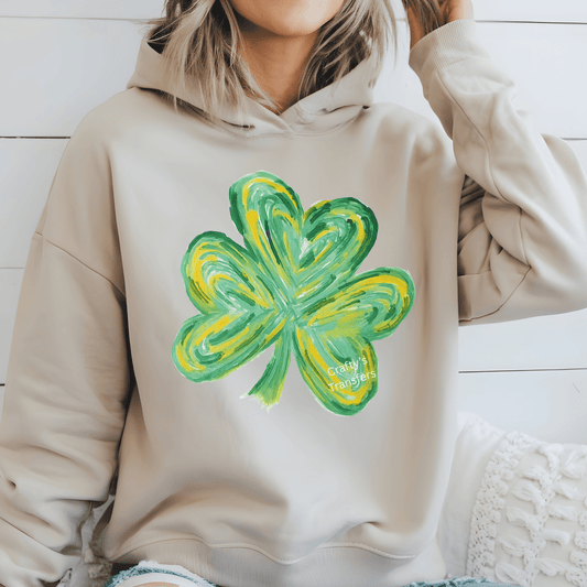 Hand Painted Shamrock DTF Transfer | St. Patrick’s Day Clover Heat Press Design